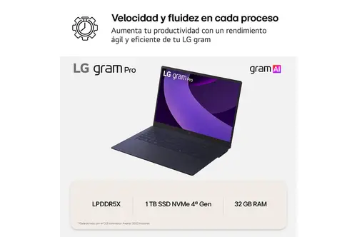 Gram Pro 16Z90TS-G.AU99B ordenador portatil Copilot+ PC Intel Core Ultra 9 288V Portátil 40,6 cm (16") 2.5K 32 GB LPDDR5x-SDRAM 1 TB SSD Wi-Fi 7 (802.11be) Windows 11 Home Gris - Imagen 9