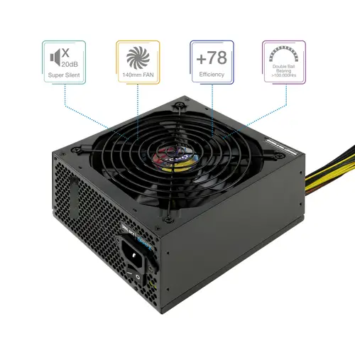 TQAPOLO-600SP unidad de fuente de alimentación 600 W 20+4 pin ATX ATX Negro - Imagen 2