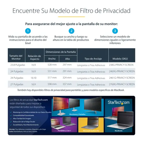 Filtro de Privacidad Dorado de 23.8in para Monitor de 16:9 - Filtro Reversible - Filtro de Pantalla Brillante Removible para Ordenador - Protector de Pantalla - +/- 30 Deg. - Imagen 11