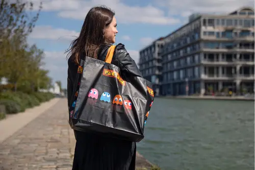 KX PACMAN SHOPPING BAG BLACK Negro Bolso grande - Imagen 4