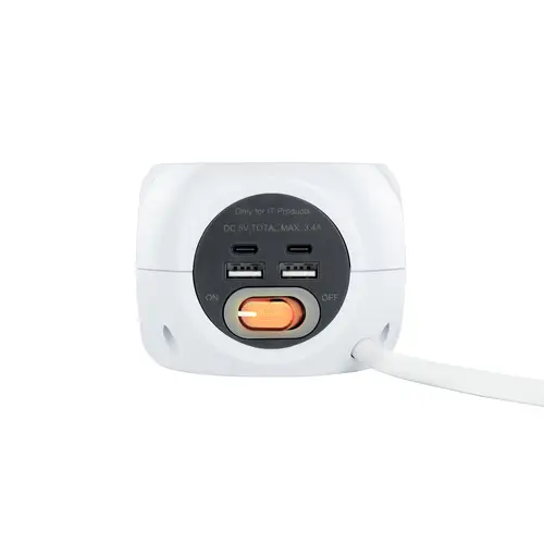 Base de 3 enchufes con 4 USB's (2 USB A + 2 USB-C), con interruptor - Imagen 2