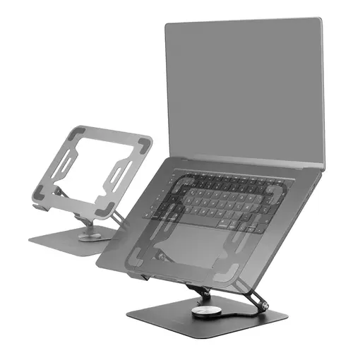 MA-RSN, Soporte para Portátiles y Tablets hasta 17", Ajuste en Altura + Inclinación + Rotación 360º, Stand Estructura Acero, Almohadillas Antideslizantes, Diseño Plegable Portátil, Negro - Imagen 1