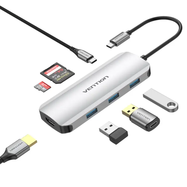 Docking USB Tipo-C TOJHB/ 1xHDMI/ 3xUSB/ 1xUSB Tipo-C/ 1xLector tarjetas/ Gris