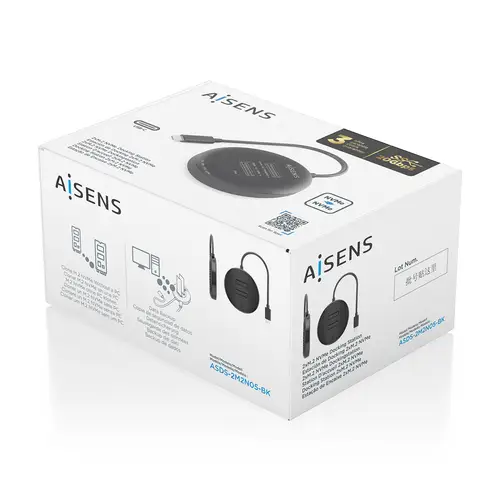 AISENS Estacion De Docking De Doble Bahia NVME a USB 3 2 Gen2x2  Clone  Negro - Imagen 8