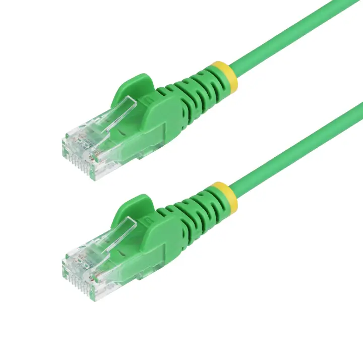 Cable de Red Ethernet CAT6 Delgado sin Enganches Verde de 15m - Cable RJ45 Snagless Slim 28AWG - Alambre de Cobre Puro - PoE 100W - con Alivios de Tensión - LSZH - Probado con Fluke