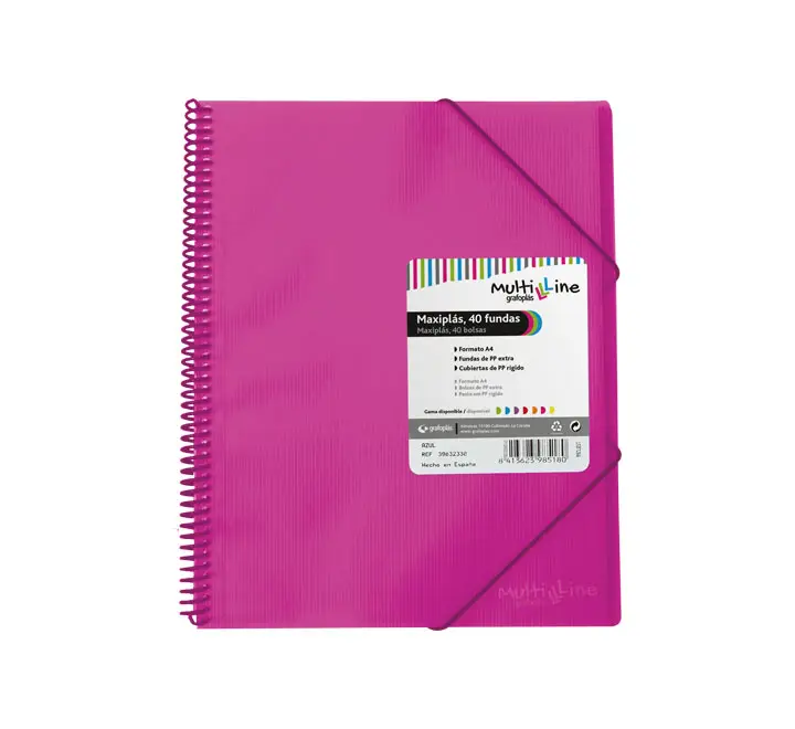 CARP. GRAFOPLAS 40 FUNDAS MAXIPLAS C/ESPIRAL ROSA