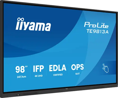 TE9813A-B2AG pantalla de señalización Diseño de quiosco 2,48 m (97.5") Wifi 500 cd / m² 4K Ultra HD Negro Pantalla táctil Procesador incorporado Android 24/7 - Imagen 1