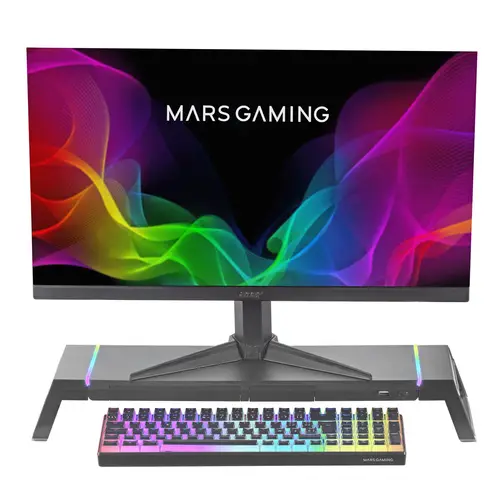 MGS-ONE Negro, Soporte Monitor RGB Chroma, Tamaño Ajustable, Soporte Smartphone y Tablet, USB Frontal 2.0 - Imagen 2