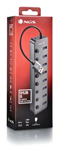 IHUB 8 USB 2.0 Type-A 5000 Mbit/s Negro - Imagen 5