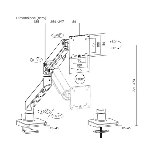 AC8340 soporte para monitor 124,5 cm (49") Escritorio Negro - Imagen 8