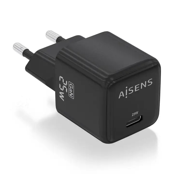 Cargador GaN 25W, 1xUSB-C PD3.0 QC4.0, Negro