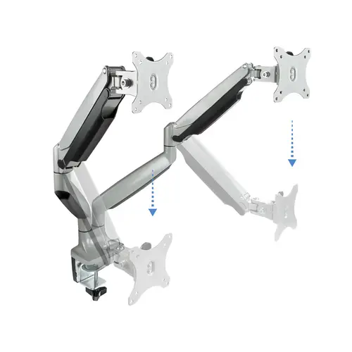 Soporte de Mesa Giratorio e Inclinable para 2 Pantallas (Monitor / TV Plasma / LCD / LED) 13  32, de Dos Brazos, Plata - Imagen 4