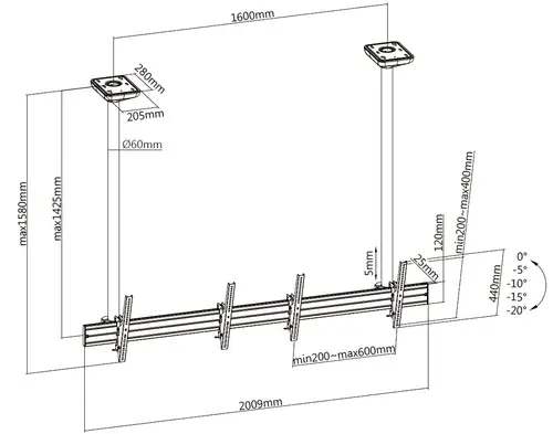650373 Soporte de techo para doble pantalla de 45"-55 - Imagen 5