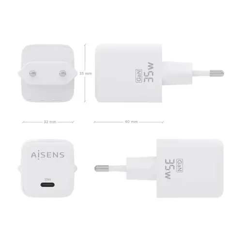 Cargador GaN 35W, 1xUSB-C PD3.0 QC4.0, Blanco - Imagen 4