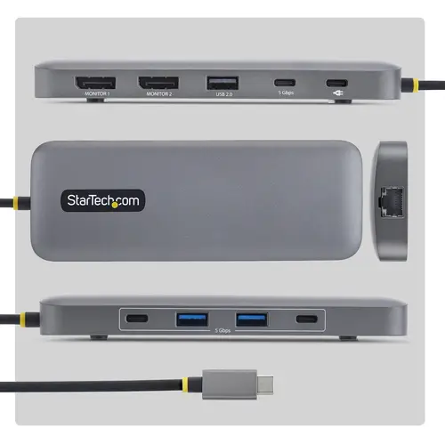 Adaptador Multipuertos USB-C a DP de Dos Pantallas - Mini Dock Tipo C 10 en 1 DisplayPort - PD de Carga de 100W - 2x 4K 60Hz - Hub Ladrón de 5Gbps de 5 Puertos - Red Ethernet GbE - Imagen 3
