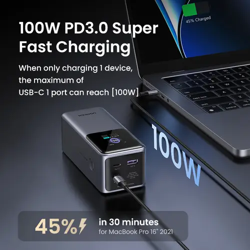 20000mAh 130W Fast Charging Powerbank Litio Gris - Imagen 7