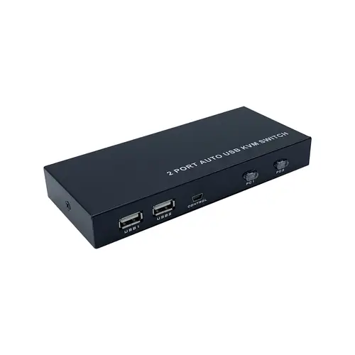 Conmutador KVM HDMI 4K@60HZ USB 1U-2PC con fuente alimentación, Negro - Imagen 1