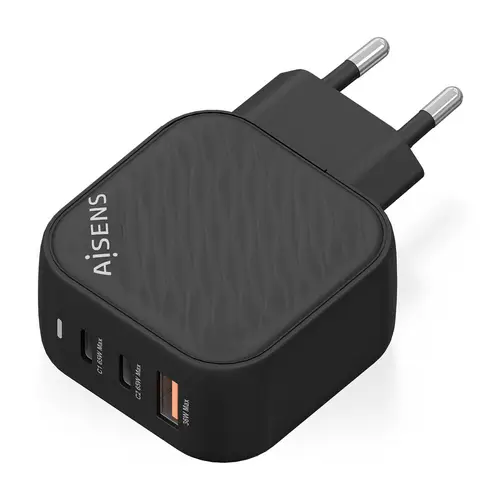 Cargador GaN 65W, 2xUSB-C PD3.0 QC4.0, 1xUSB-A QC3.0, Negro - Imagen 2