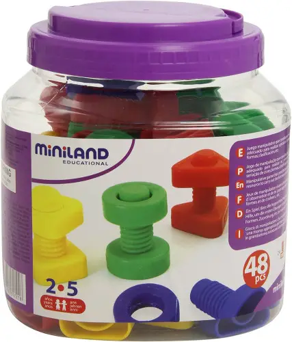 JUEGO TORNILLOS Y TUERCAS PLASTICO 48 UNIDADES MINILAND 31721