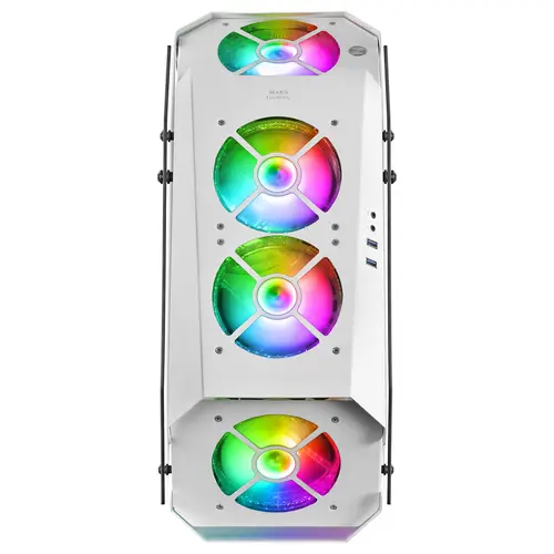 MC51W, Caja PC Gaming ATX, Doble Cristal Templado, 5x Ventilador RGB 12cm, Blanco - Imagen 5