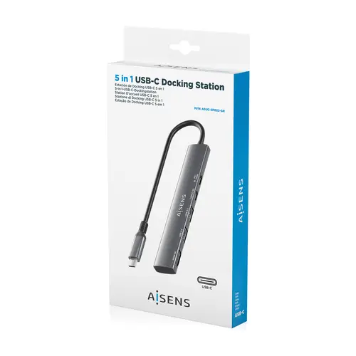 USB-C Dock 5 en 1, USB-C A, 1x HDMI 2x USB-A, 1x USB-C, 1x USB-C PD, Gris, 15cm - Imagen 7