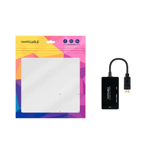 Conversor DISPLAYPORT a HDMI/DVI/VGA, 20 cm, Negro - Imagen 4