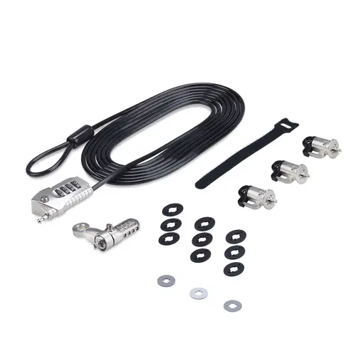 Juego de Candado para Ordenador de Sobremesa o Portátil y Periféricos - Cable de 3m de Acero - Candado Antirrobo - K-Slot - para 3 Dispositivos - Candado de Combinación - Imagen 1