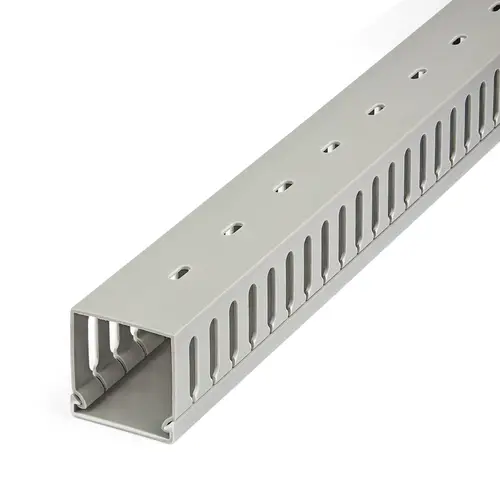 Canaleta para Cableado con Ranura Abierta y Tapa, 50 mm An x 50 mm Al - 2 m Lar - Ranuras de 8 mm, Cubierta de PVC o Conducto de Pared para Cables de Red - Para un Máximo de 80 Cables - UL - Imagen 2