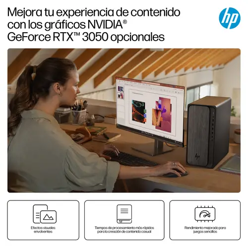 OmniDesk Desktop M02-0025ns PC AMD Ryzen 5 8500G 16 GB DDR5-SDRAM 1 TB SSD Windows 11 Home Torre AI PC Negro, Gris - Imagen 3