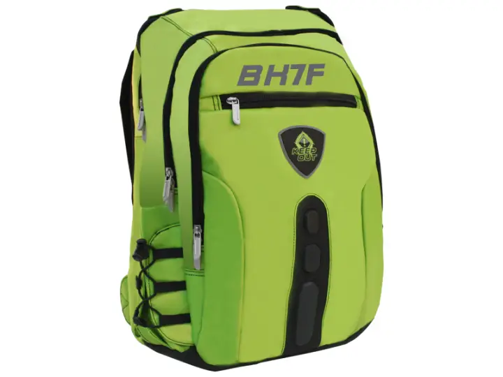 BK7F mochila Negro, Verde Imitación piel, Nylon