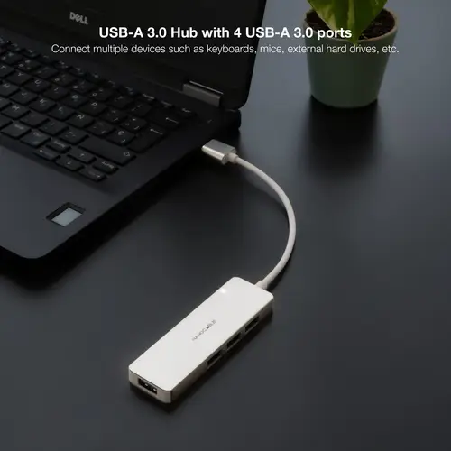 Hub USB-A 3.0. a 4xUSB3.0, USB-A/M-USB 3.0/H, Aluminio, Color Plata, 18 cm - Imagen 3