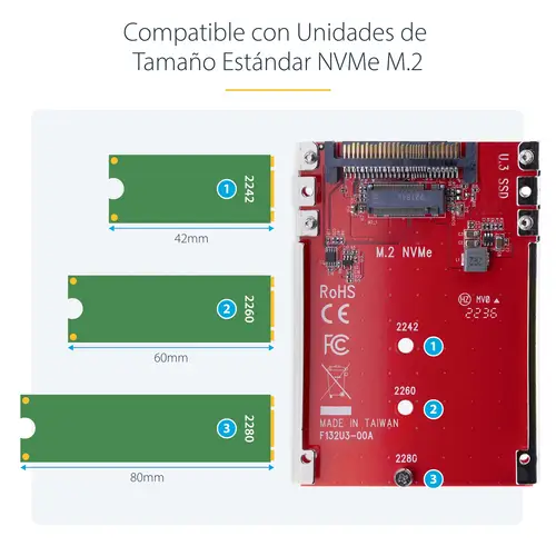 Adaptador M.2 a U.3 para SSDs M.2 NVMe - Conversor Adaptador de Host de Unidad M.2 PCIe a U.3 de 2,5 (SFF-TA-1001) - Cumple con TAA - Imagen 13
