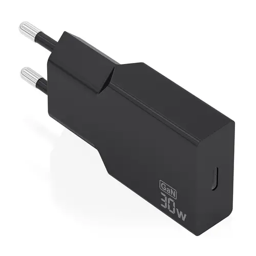 Cargador Ultra Delgado GaN 30W, 1xUSB-C PD3.0, Negro - Imagen 1