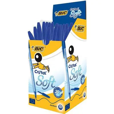 Cristal Soft Azul Bolígrafo Medio 50 pieza(s)