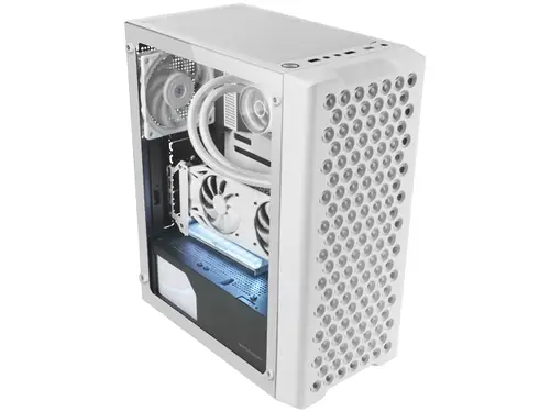 MC-iPRO, Caja Profesional ATX, Rejilla Frontal de Malla 3D, Ventana Lateral Cristal Templado, Ventilador FDB Ultrasilencioso 12cm, Caja PC con Soporte Refrigeración Líquida, Blanco - Imagen 2