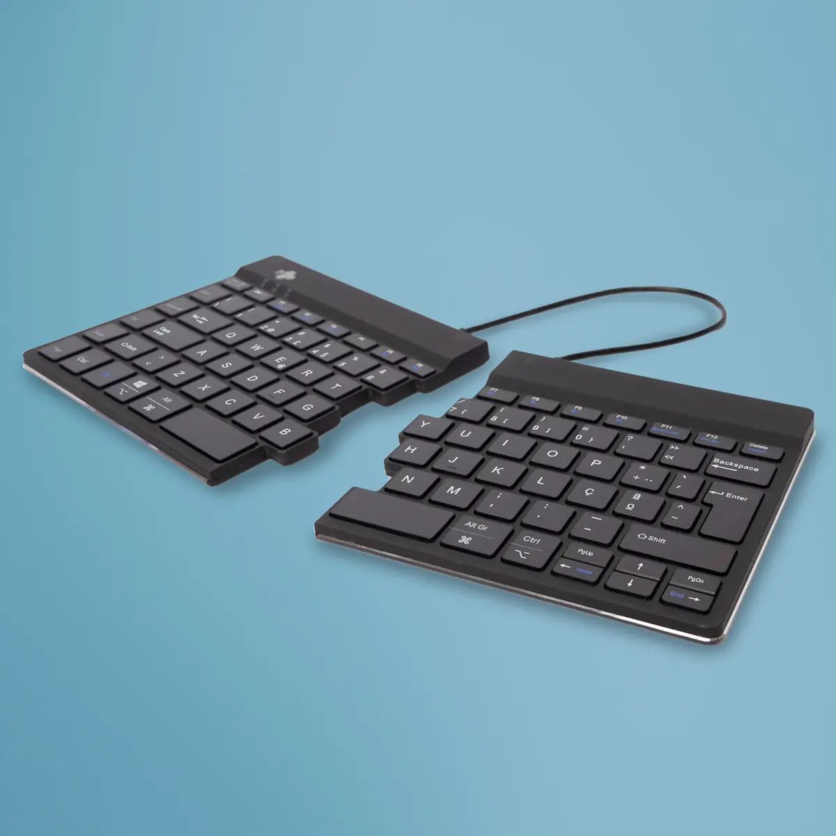 Teclado ergonómico R-Go Split Break con software de pausa, teclado dividido ergonómico, QWERTY (PT), bluetooth, negro
