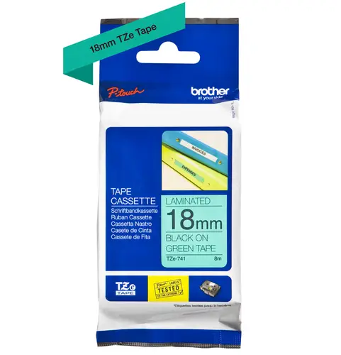 TZE-741 cinta para impresora de etiquetas Negro sobre verde TZ - Imagen 2