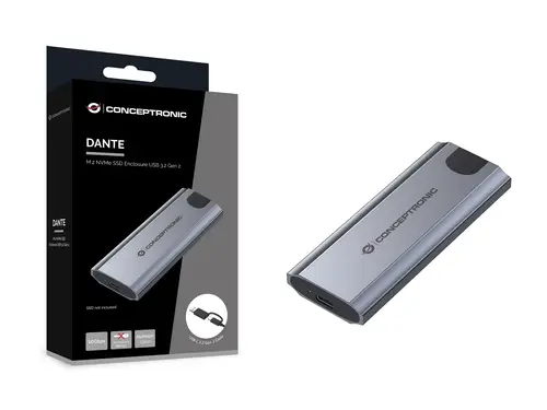 DANTE05G caja para disco duro externo Caja externa para unidad de estado sólido (SSD) Gris M.2 - Imagen 5