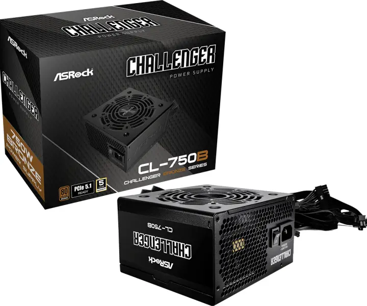 Challenger CL-750B unidad de fuente de alimentación 750 W 20+4 pin ATX ATX Negro