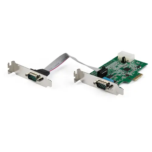 Tarjeta Adaptadora Serie PCI Express RS232 de 2 Puertos - Tarjeta Controladora Serie PCIe RS232 - PCIe a Serie DB9 - UART 16950 - Tarjeta de Perfil Bajo para Windows y Linux - Imagen 1