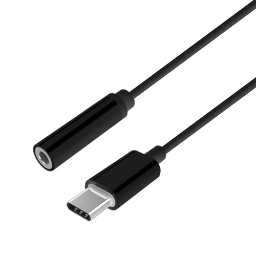 Conversor USB-C a audio estilo Apple, USB-C/M-Jack 3.5/H, Negro, 15 cm - Imagen 1
