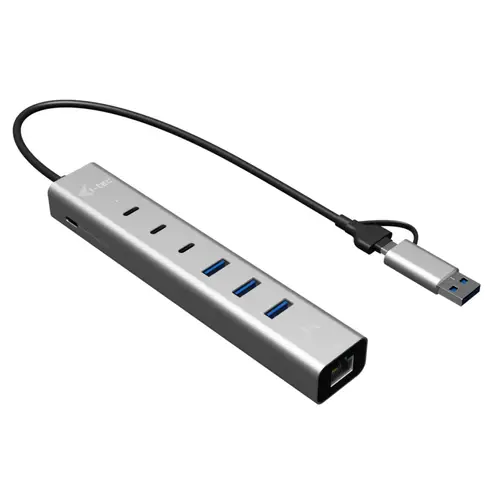 USB-C/USB-A Metal HUB 6 port (3x USB-C, 3x USB-A), LAN, Power Delivery 85W - Imagen 1