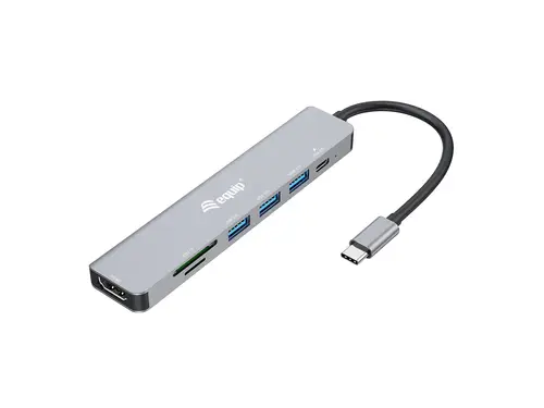 133494 Adaptador multifunción USB-C 7 en 1, HDMI 4K/60Hz, USB 3.2 Gen1 x 3 , TF/MICRO SD, 100W USB PD - Imagen 1