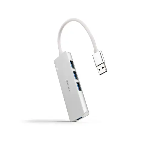 Hub USB-A 3.0. a 4xUSB3.0, USB-A/M-USB 3.0/H, Aluminio, Color Plata, 18 cm - Imagen 1