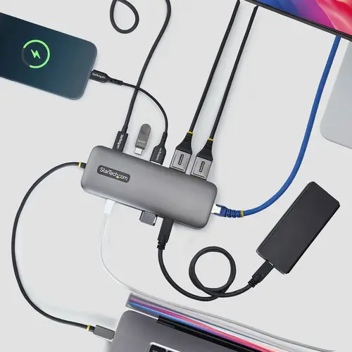 Adaptador Multipuertos USB-C a DP de Dos Pantallas - Mini Dock Tipo C 10 en 1 DisplayPort - PD de Carga de 100W - 2x 4K 60Hz - Hub Ladrón de 5Gbps de 5 Puertos - Red Ethernet GbE - Imagen 4