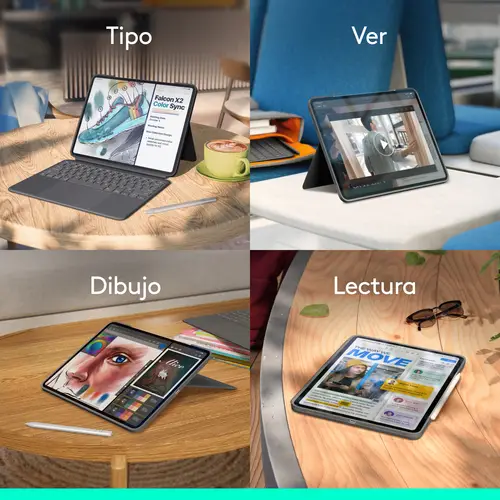 Combo Touch, funda con teclado, iPad Pro 13 pulgadas (M4)(2024) - Teclado retroiluminado extraíble con soporte abatible, escritura cómoda, modo multiuso, Disposición QWERTY Español - Grafito - Imagen 12