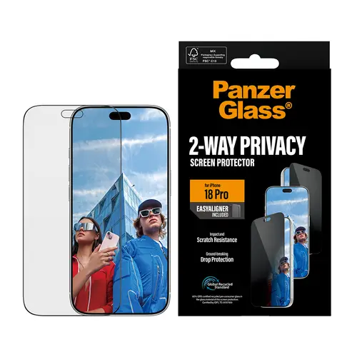 ® 2-Way Privacy Screen Protector iPhone 18 Pro | Ultra-Wide Fit w. EasyAligner Protector de pantalla 1 pieza(s) - Imagen 2