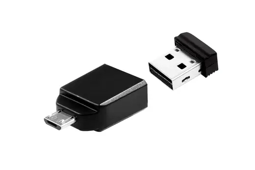 Nano - Unidad USB de 16 GB con adaptador Micro USB - Negro - Imagen 1