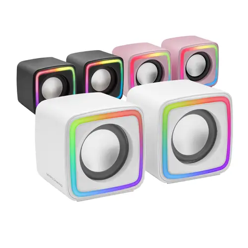 MSCUBEW Blanco, Altavoces Gaming RGB Compactos, Procesador Sonido DSP 8W, Control Volumen - Imagen 5