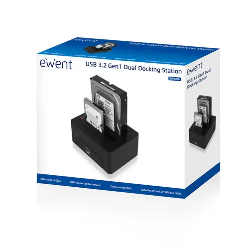 EW7014 base de conexión para disco duro USB 3.2 Gen 1 (3.1 Gen 1) Type-A Negro - Imagen 6